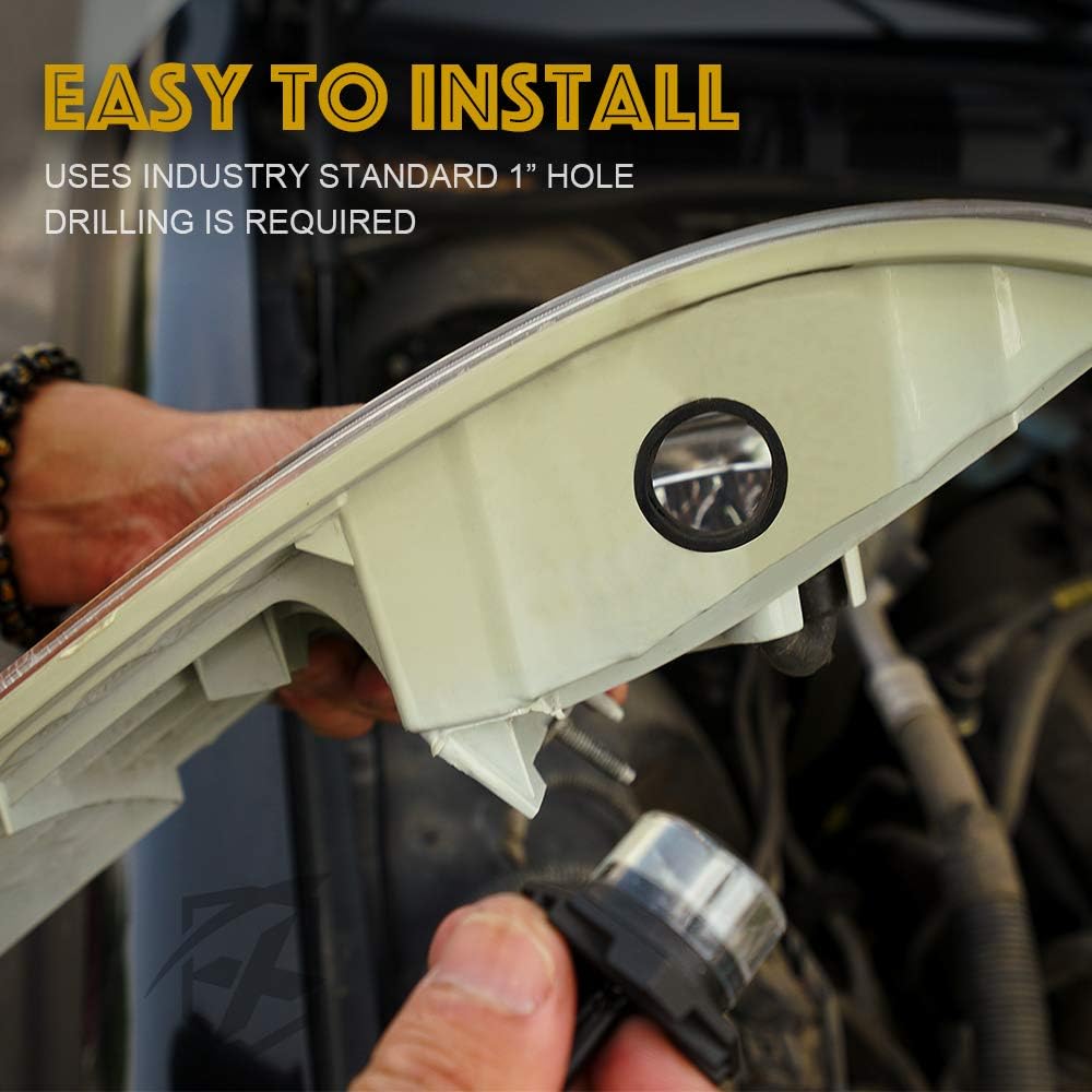 Xprite White LED Hideaway Emergency Strobe Lights Kit, 20 Flashing Modes w/Controller Headlights Taillights Fog Light Mounting, Hazard Warning Caution Light for 12V Vehicles Pickup Trucks Vans 8 PCS