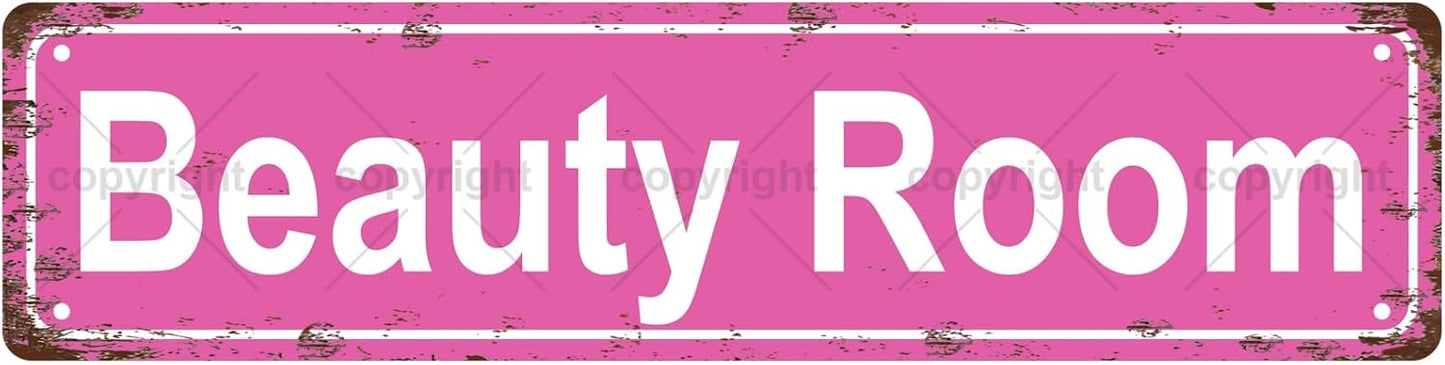 Beauty Room Space Vintage Metal Tin Street Sign Bar Cafe Garage Cave Home Room Wall Bathroom Farmhouse Garden Porch Patio Decor, 16 x 4 Inch
