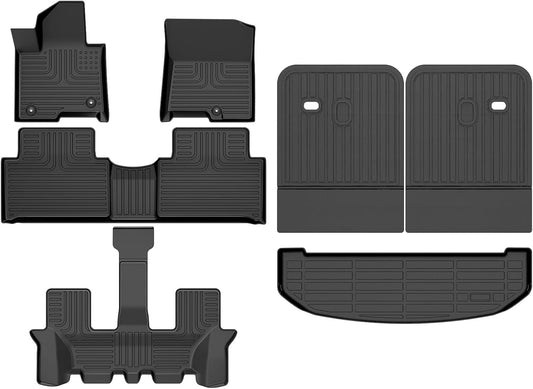 Wayhigh-Floor Mats for 2021-2025 Kia Sorento Hybrid (PHEV & HEV) 6 & 7 Seats TPE Trunk Mat with Backrest Mat All Weather Waterproof Duty Rubber Cargo Liners Floor Mats Custom