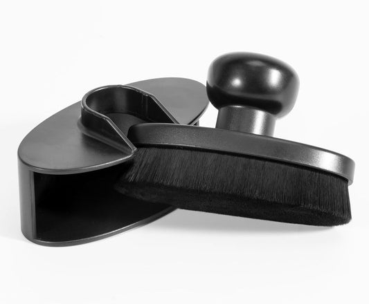 UNIMEIX Tire Shine Applicator Brush Large Vegan Oval Tire Shine Brush with Storage Stand for Vehicles Tire Shine Polish Wax and Car Wash