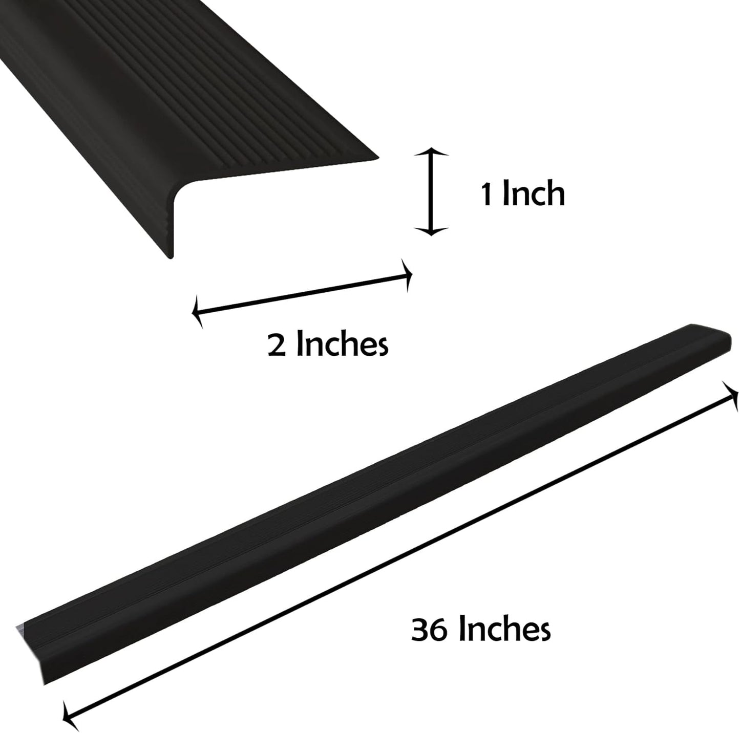 Rubber Bond Stair Edge Protector (Pack of 5) 36x2x1 inch Anti-Slip Stair Corner Trim Rubber Strips - Waterproof Self-Adhesive Staircases for Outdoor & Indoor Uses | Protect Kids & Pets - Black