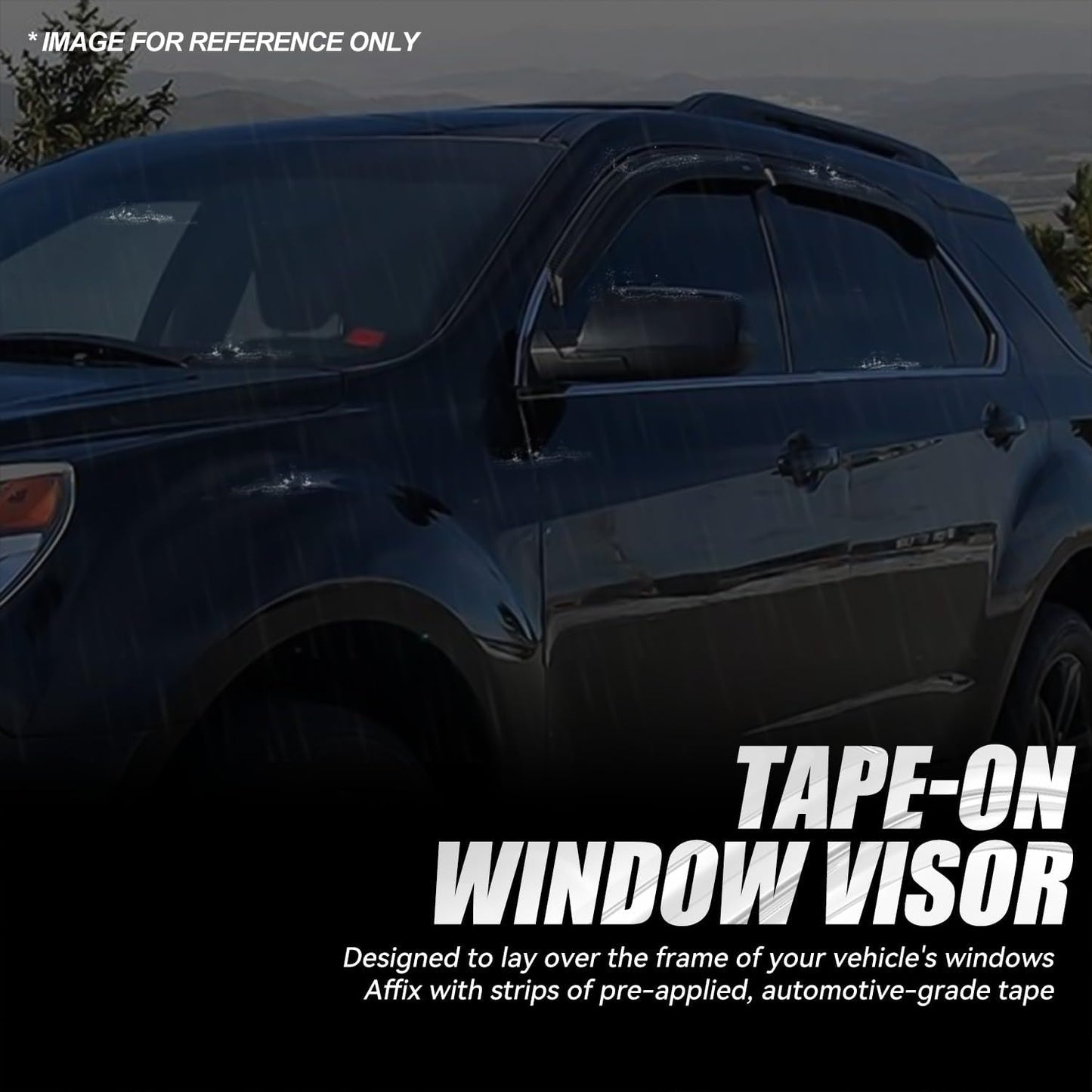 Auto Dynasty Set of 4 Carbon Fiber Pattern Window Visors Compatible 2010 2011 2012 2013 2014 2015 2016 2017 with Chevy Equinox, Tape-On Rain Guards Shield Vent Shade Deflector Glossy Black