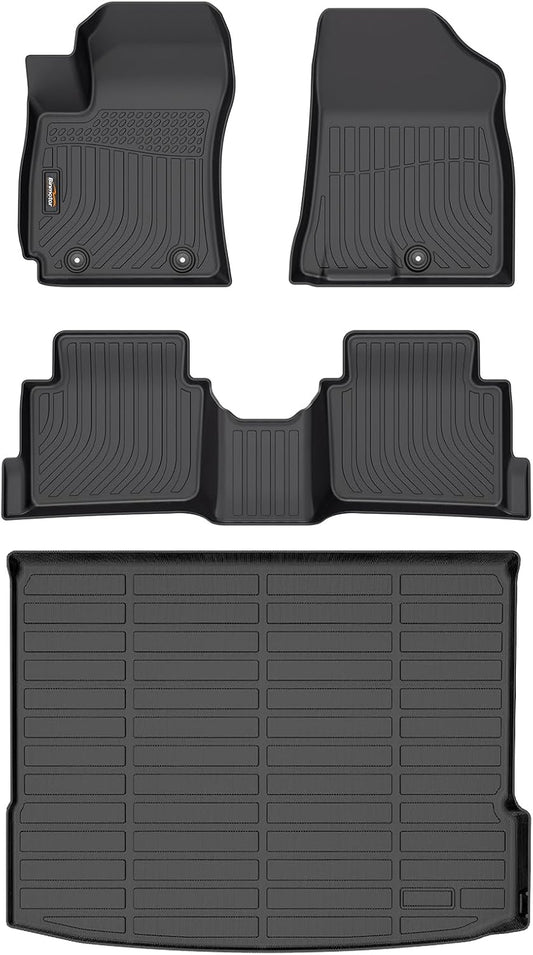 Binmotor-Floor Mats with Cargo Liner for Hyundai Kona 2024 2025 (Not for EV) SE | SEL | N Line | Limited TPE Car Mat Floor Liners for kona Accessories Black