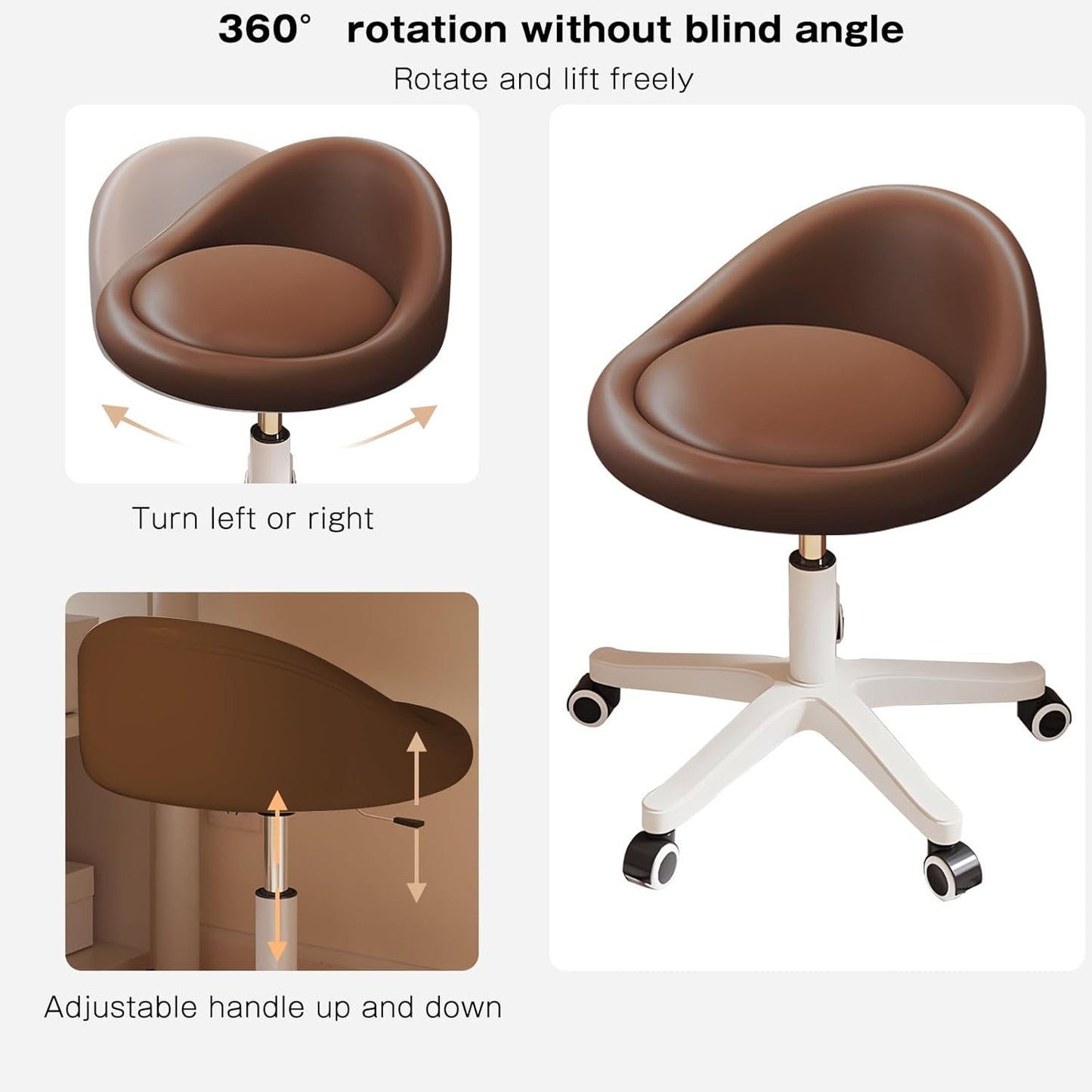 Rolling Stool Rolling Hydraulic Salon Stool with Low Backrest - Adjustable Swivel Chair for SPA, Shop, Salon, Massage, or Medical Office-1pcs