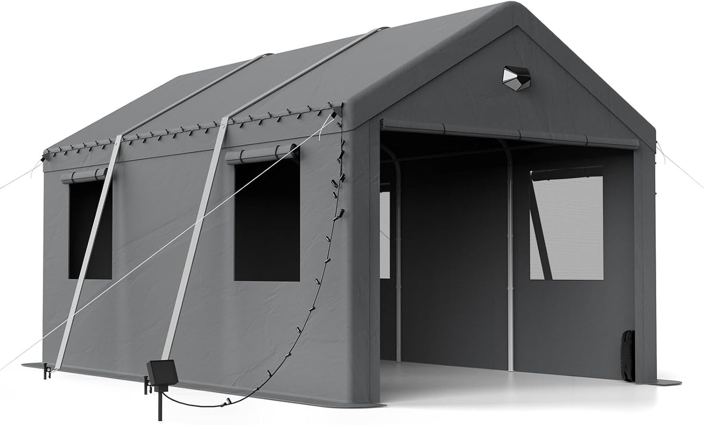 10x16 Carport Canopy, Heavy Duty Car Port, Portable Car Ports Garage with 2 Roll-Up Zipper Drive Through Doors, Grey