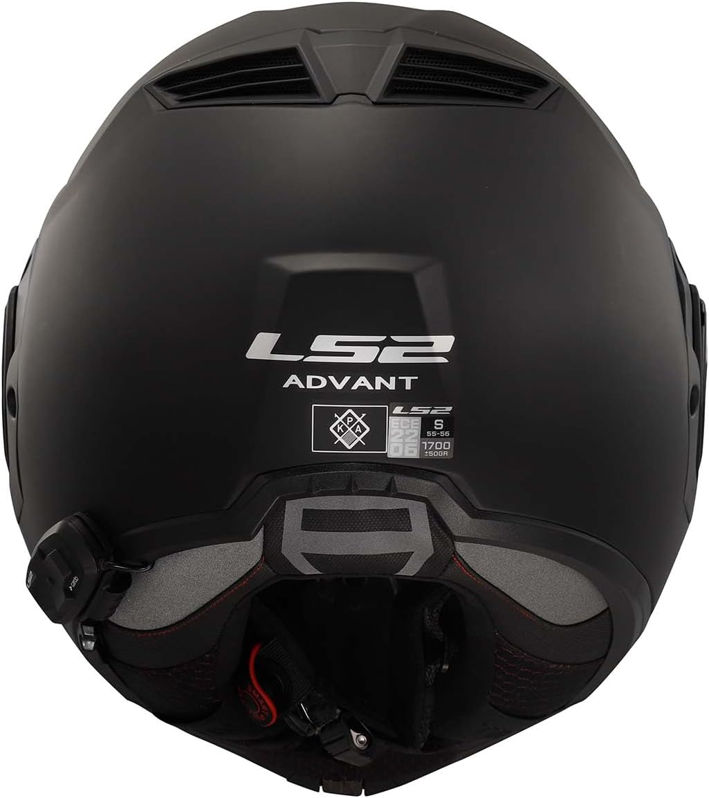 LS2 Helmets Advant Modular Helmet with Integrated Cardo 4X Bluetooth (Noir Matte Black - Small)