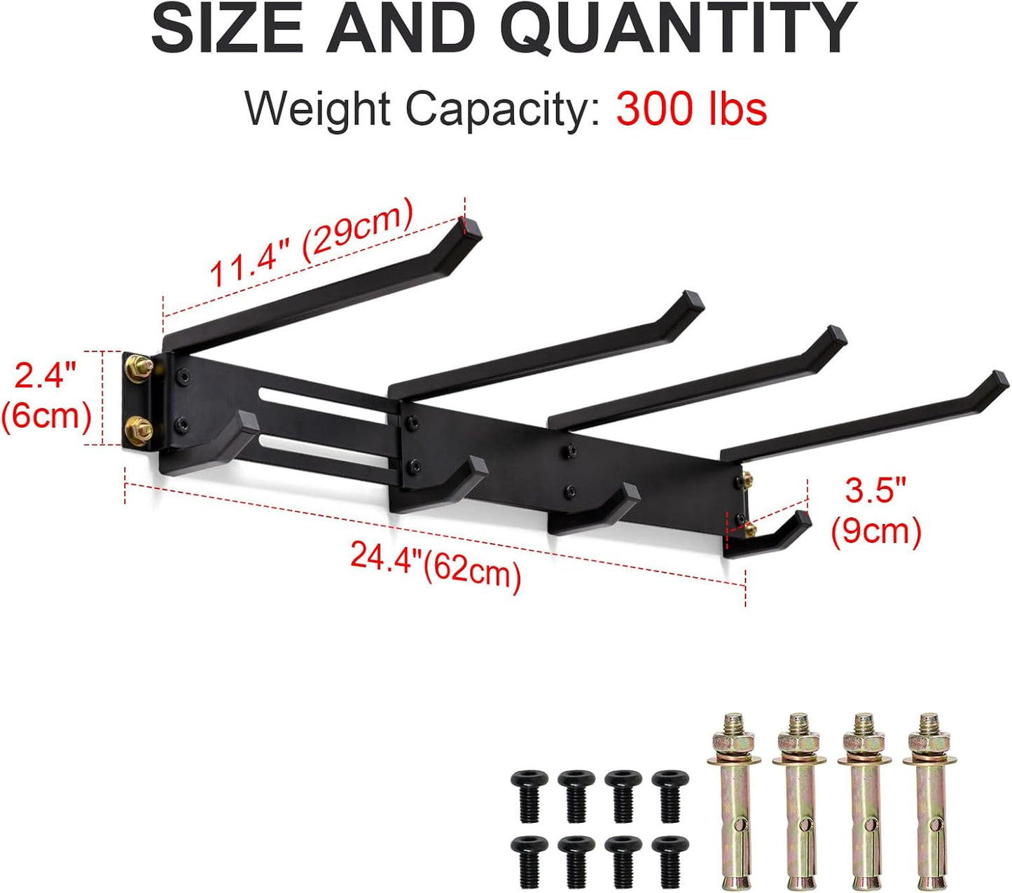 Folding Chair Storage Hangers Garage Wall Mounted, Heavy Duty Garden Tool Storage Rack, Garage Hooks for Ladders, Chairs, Shovels, Broom, Power Tools,Holds up to 300 lbs