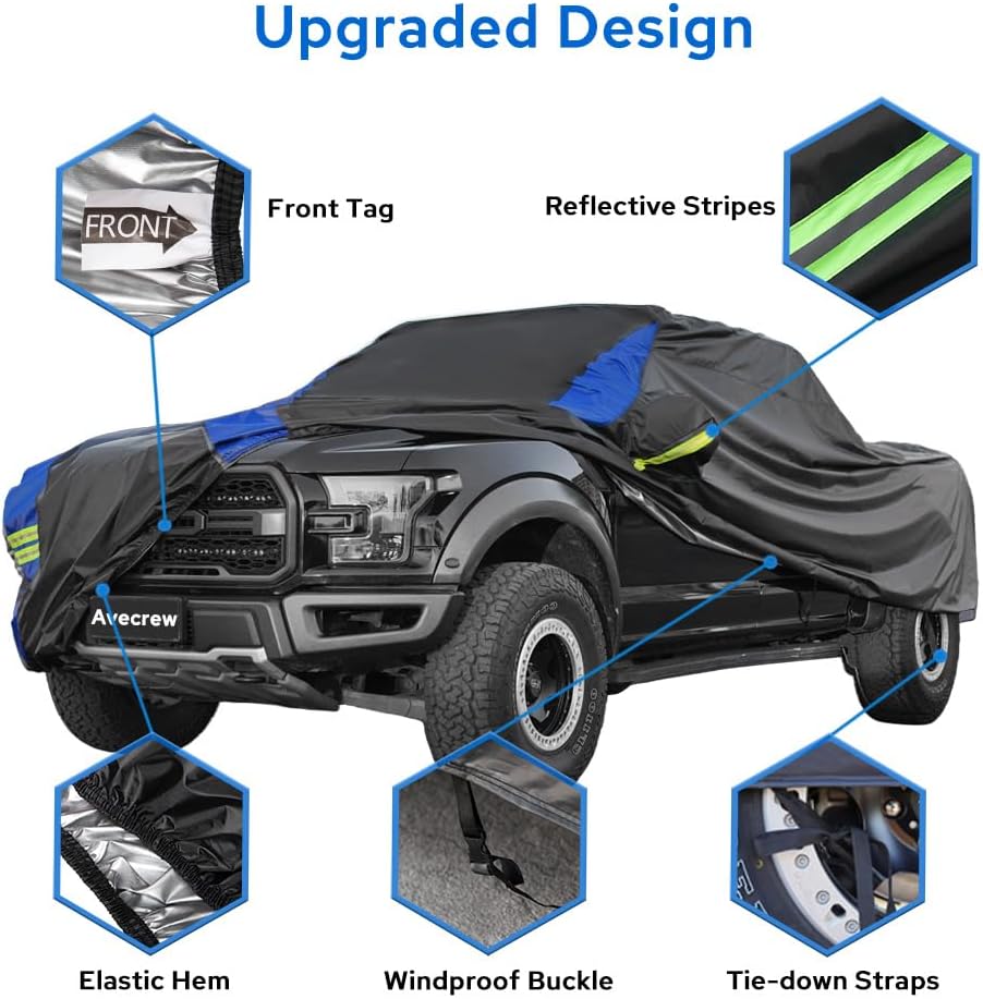 Avecrew All Weather Truck Cover - Waterproof, Rain, Snow, UV & Dust Protection (210"-230")