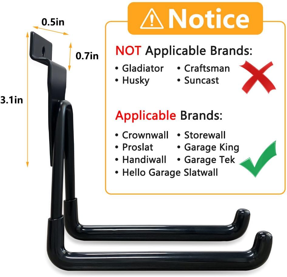 Slatwall Hooks Heavy Duty Slatwall Accessories Small J Hooks Garage Slat Wall Hooks and Hangers, Black(10 Pack)