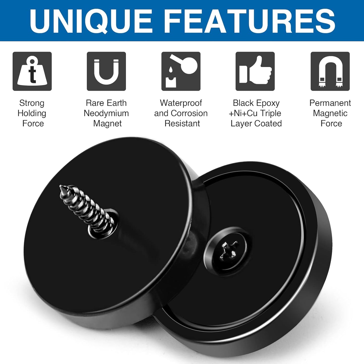 LOVIMAG Magnets,110lb+ Waterproof Super Strong Neodymium Magnet with Hole for Wall Mounting,Strong Rare Earth Cup Magnets with Heavy Duty Countersunk Hole and Screws for Tool Room,Workplace-Pack of 12