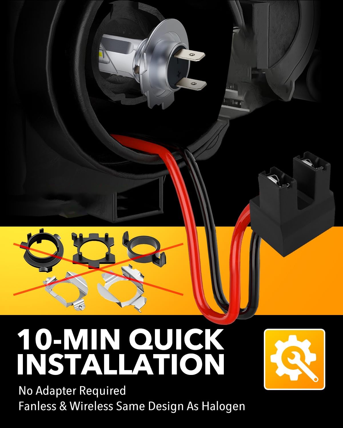 OXILAM 2025 Q26 H7 Bulbs Real 1:1 Design, 36000LM Brighter H7 Fog Light Bulbs, 6500K Cool White Light Bulb Non-polarity, 3Min Plug and Play, IP68, Pack of 2