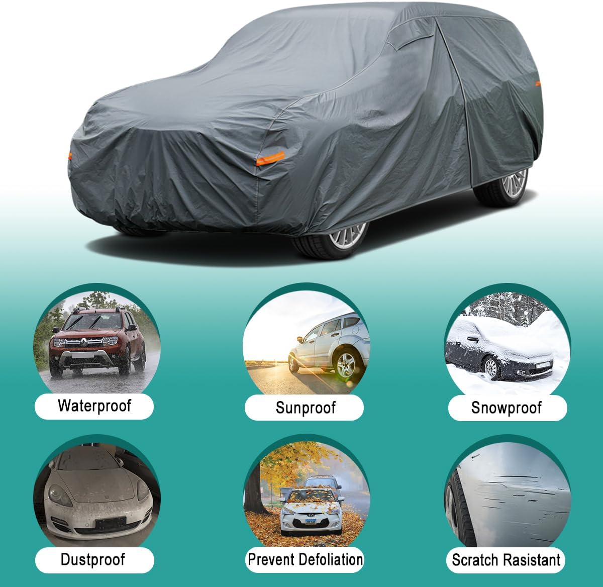 Premium Car Cover Custom Fit Chevrolet Tahoe (2007-2025), 16 Layers Heavy Duty Car Cover Waterproof All Weather with Zipper Door for Sun Rain Snow Dust Uv Protection