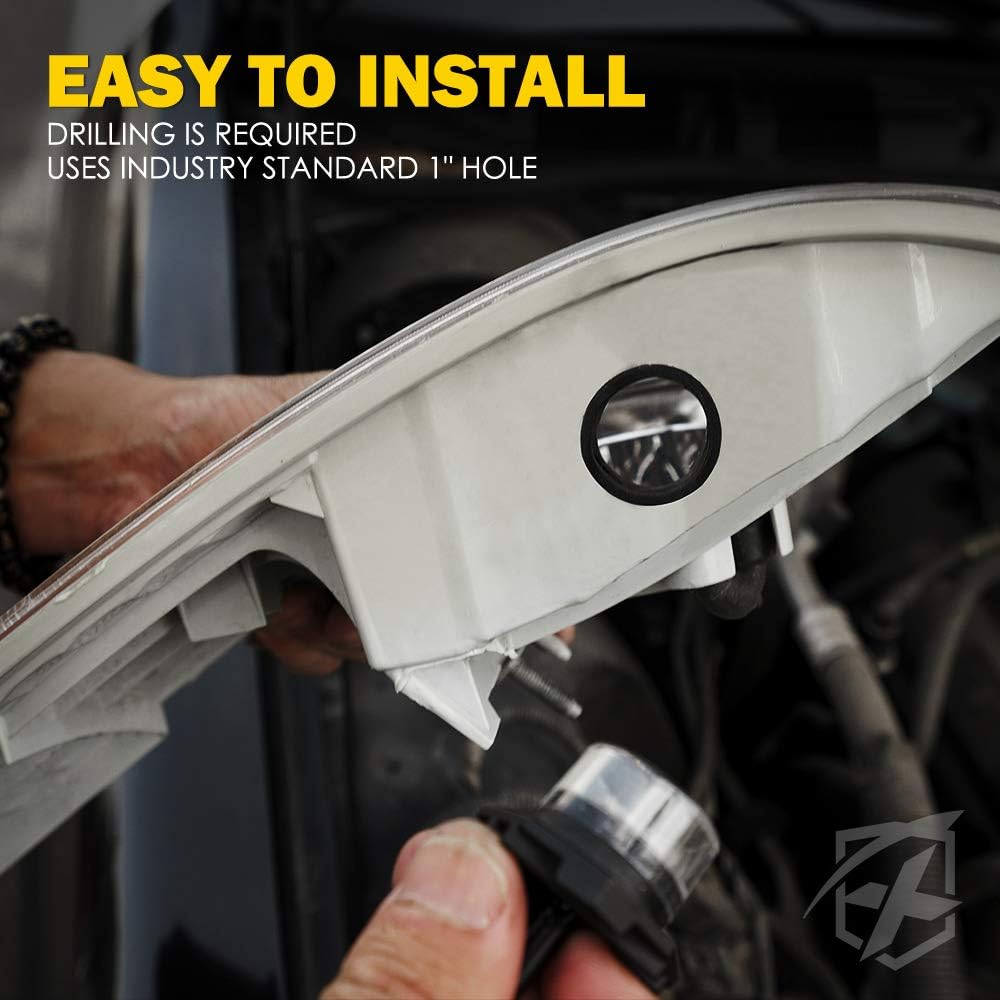 Xprite Amber LED Hideaway Strobe Lights Kit 20 Flashing Patterns w/Control Panel Headlights Taillights Fog Marker Light Mounting, for Construction Emergency Vehicles Trucks SUV Vans 12V Cars 4 PCs