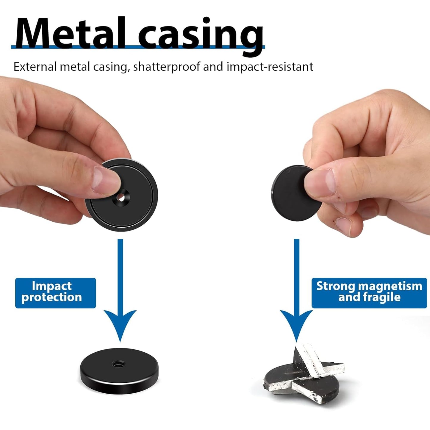 LOVIMAG Strong Neodymium Cup Magnets, 3 Sizes, 12Pcs Black Heavy Duty with Countersunk Hole and Screw for Wall Mounting, Holding Tools, Lifting, Fridge, Cabinet