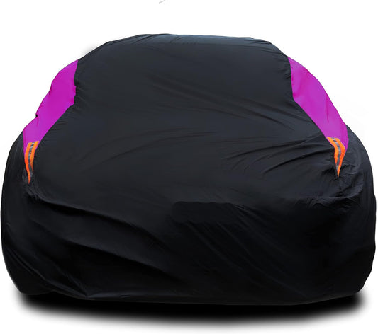 MORNYRAY Waterproof Car Cover All Weather Snowproof UV Protection Windproof Outdoor Full car Cover, Universal Fit for Sedan (Fit Sedan Length 207-216 inch, Purple)