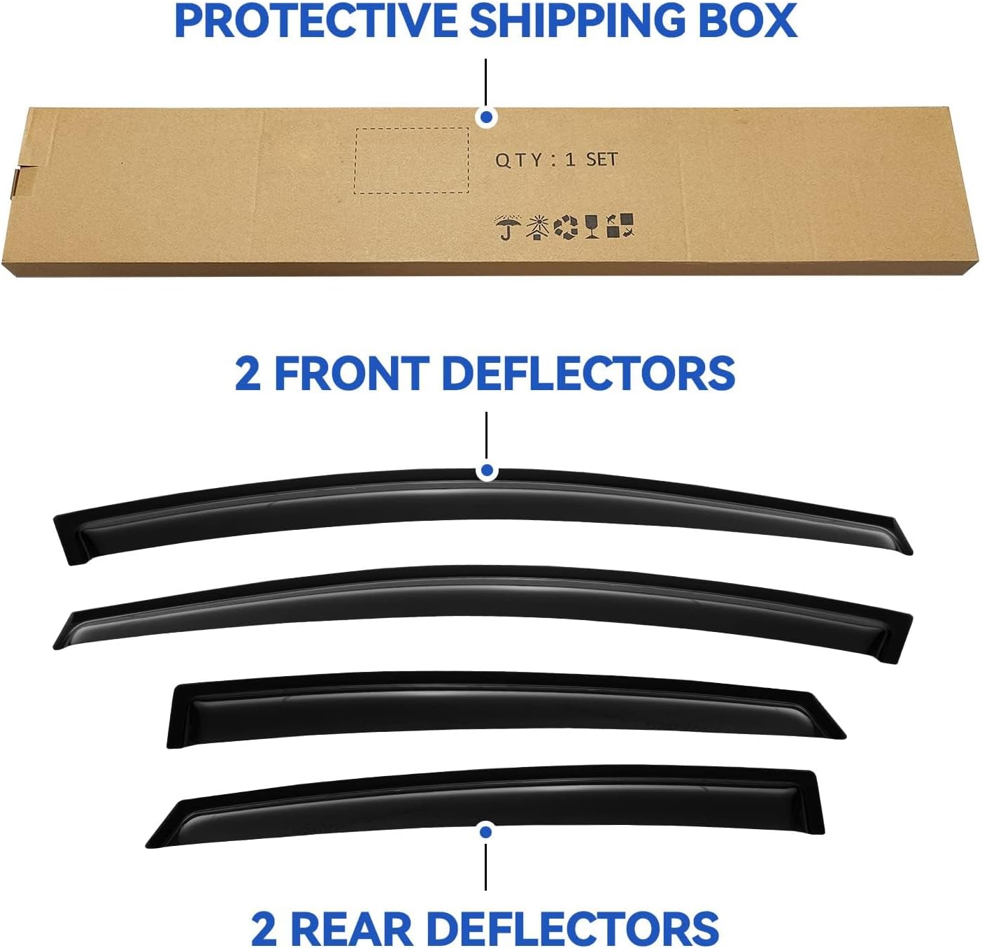 Window Visors Rain Guards Shield for 2012-2018 Ford Focus Sedan, Out-Channel Window Vent Wind Deflectors Visors Shades for 12-18 Focus (Not for Focus RS & ST)