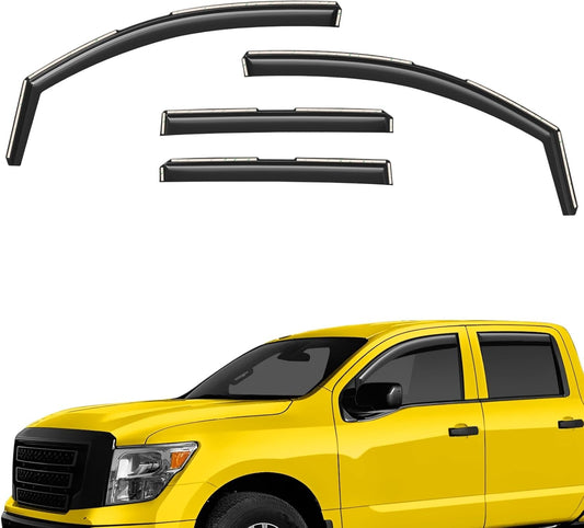 Extra Durable Window Deflectors in-Channel Window Visors Rain Guards Fit for Nissan Titan XD 2016-2025 Crew Cab, Sun Visors, Wind Vent for Shades, Exterior Car Accessories - 4pcs. AG0750