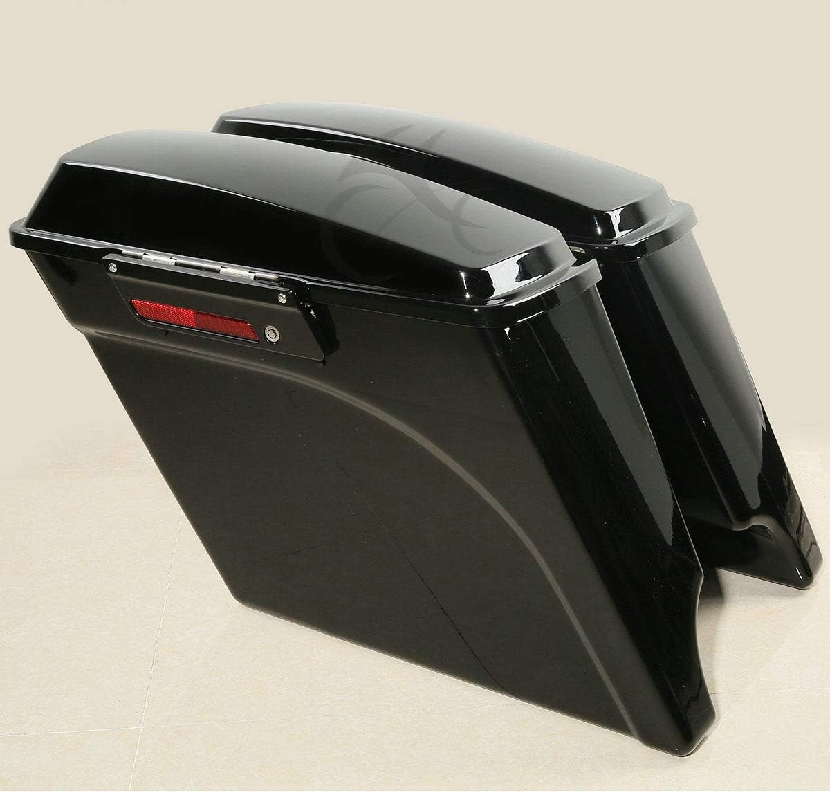 XFMT Hard Saddlebags + Chrome Conversion Brackets Compatible with HARLEY HD SOFTAIL MODEL 1986-2013