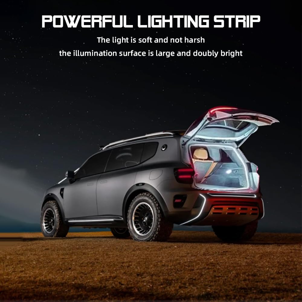 Car LED Strip Light For Trunk, 79Inch IP67 Silicone Waterproof Neon Light Strip Embedded, Flexible Cutting Universal Auto Interior Lights(White)