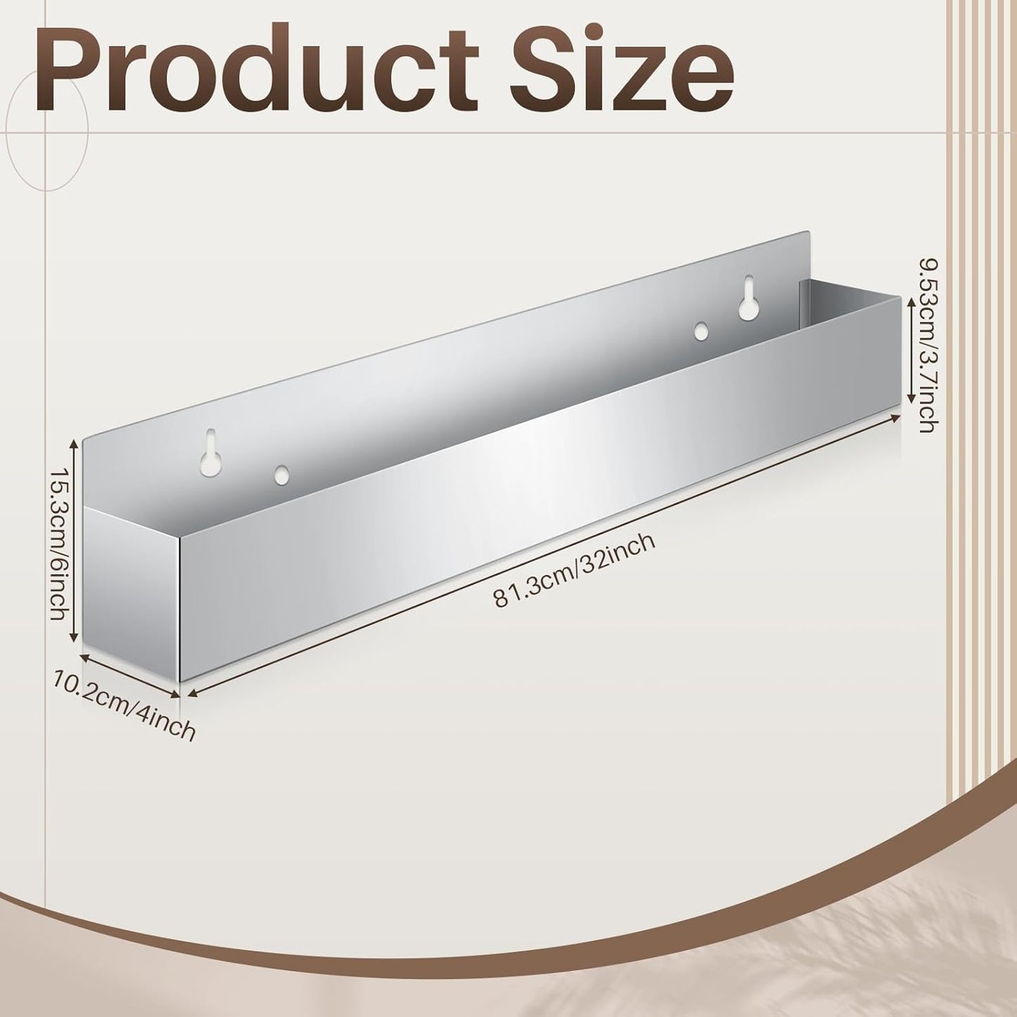 Tanlade 2 Pieces 32 Inch Single Speed Rail Stainless Steel Liquor Bottle Holder Wall Mounted Spray Bottle Rack Drink Rail Shelf for Bars, Silver