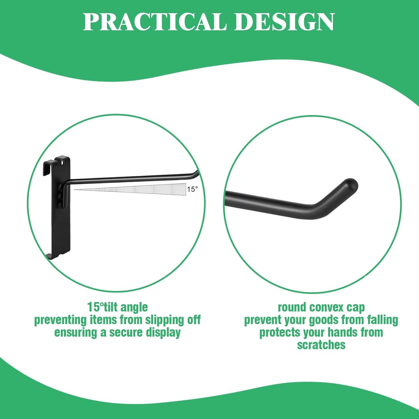 40Pcs 4" Gridwall Display Hooks Assortment Set, Black Metal Grid Wall Panel Hanging Display Hook for Garage Shop Retail Storage, Wire Diameter 5mm/ 0.2”