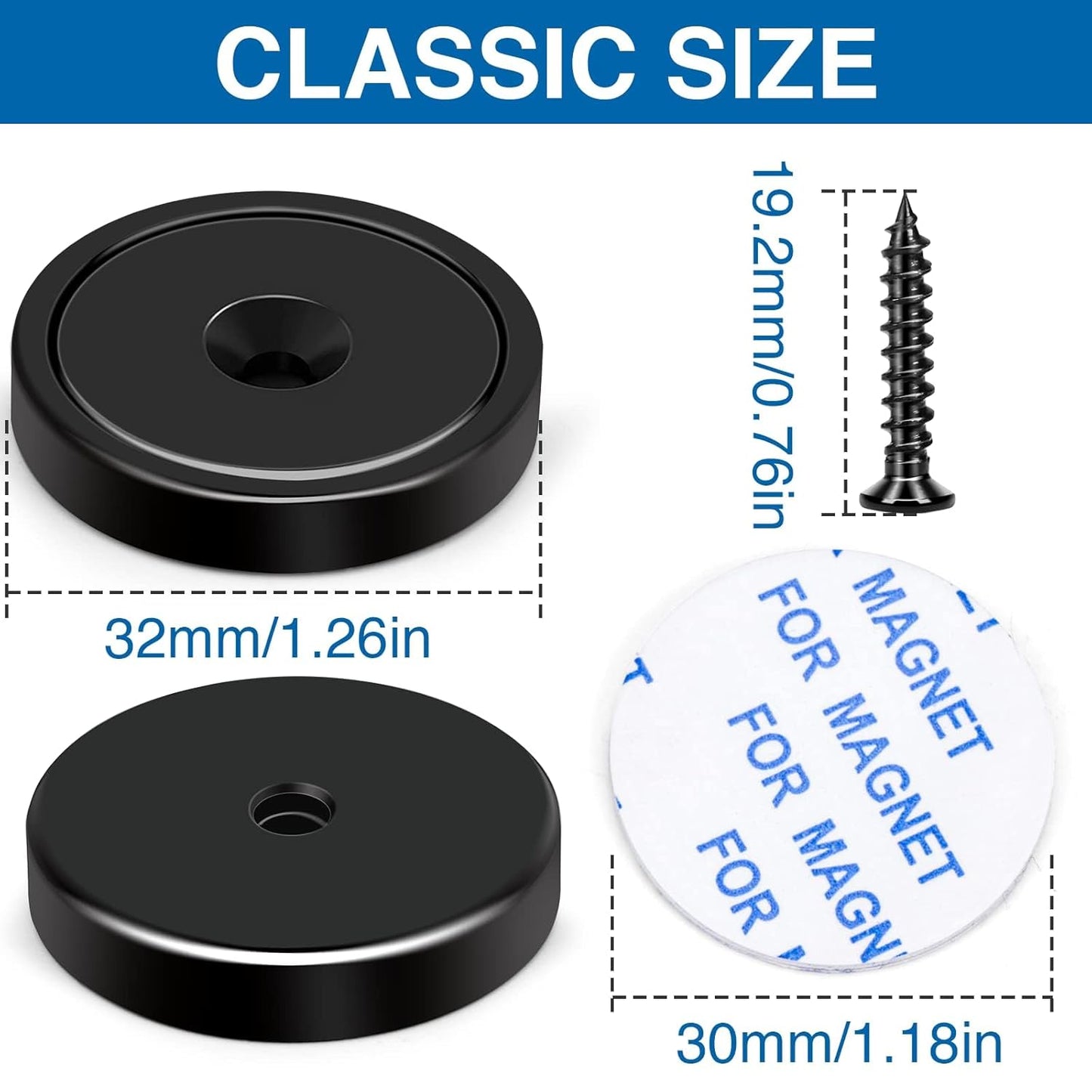 LOVIMAG 50 Pack Strong Neodymium Magnets, 110 LBS Black with Screws for Wall Mounting, Kitchen Doors, Rare Earth for Holding Tools, Lifting, Tool Organizer