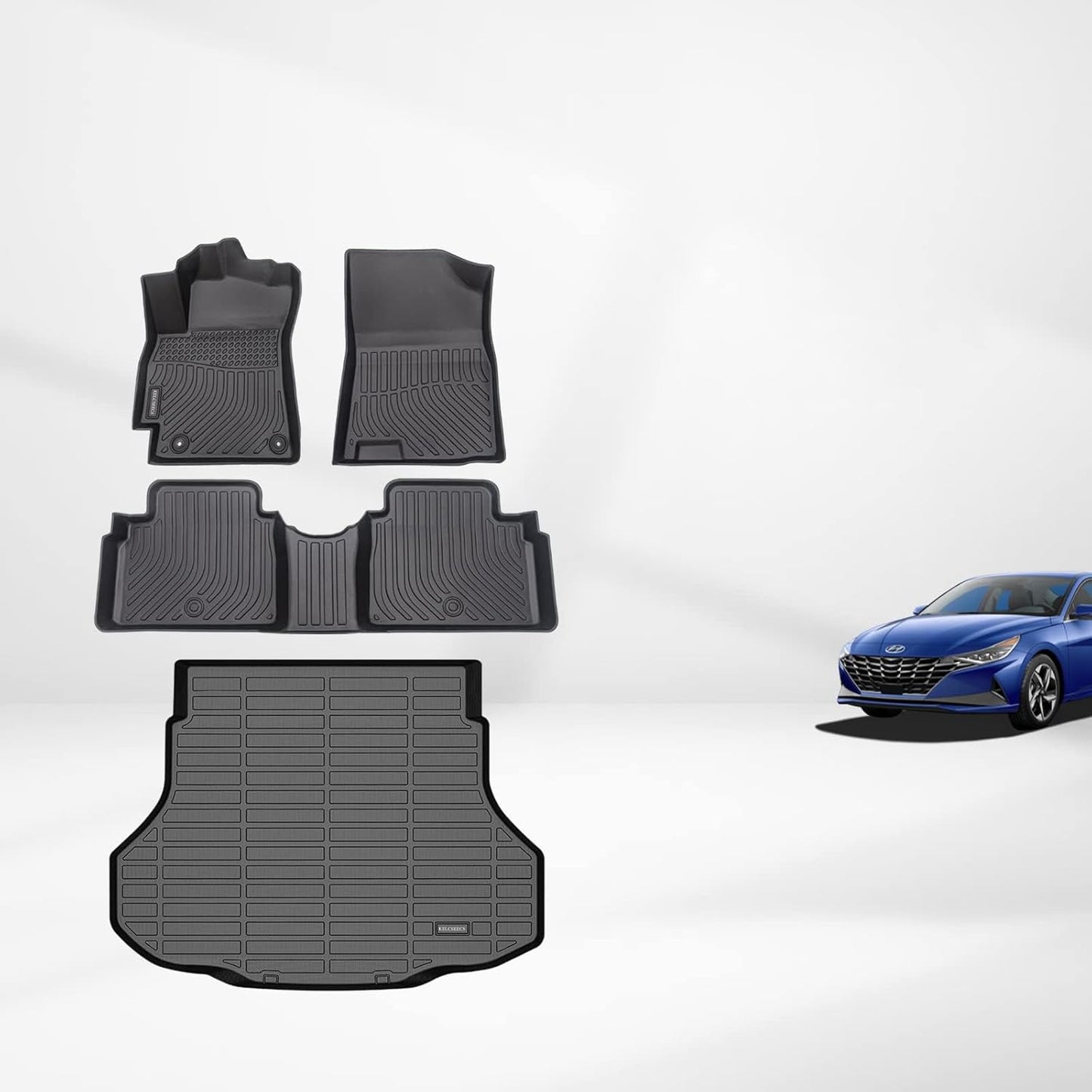 KELCSEECS® Floor Mats & Cargo Liner Custom for Hyundai Elantra & Elantra N 2021-2025,All Weather Protection TPE Floor Liners Front& Rear Row Full Set Elantra Accessories Black