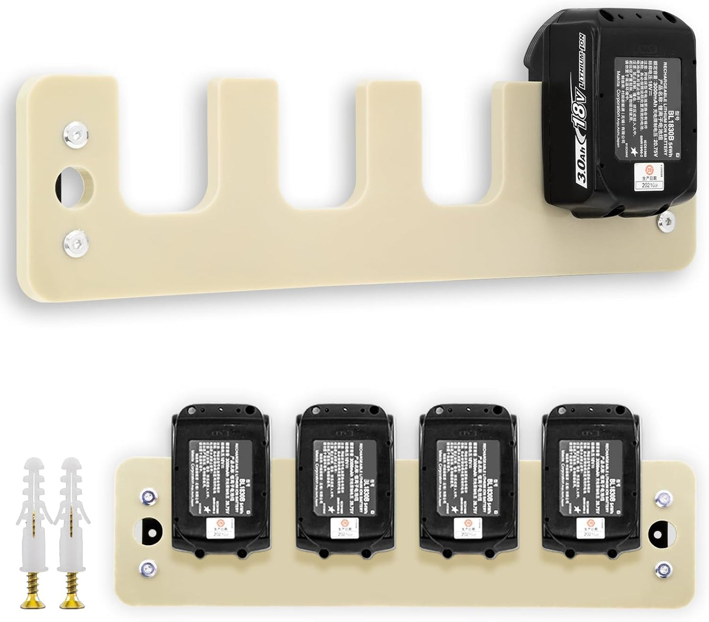 FETESNICE Battery Holder Wall Mount for Makita,4-Slot Battery Storage Rack Compatible with Makita 14.4/18V Batteries BL1815N BL1820B BL1830B BL1840B BL1850B BL1860B BL1415NBL1830B BL1450