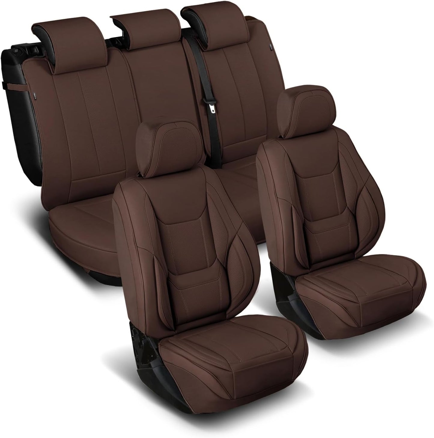 Coverland Custom Car Seat Covers Compatible with 2007-2013 Tundra CrewMax - Premium Leather Non-Slip Memory Foam Waterproof Cover Interior Protector Full Set-Dark Brown [See Size Chart-Size X135]
