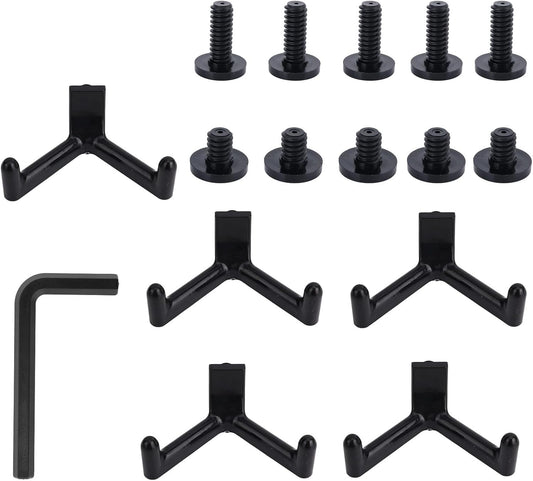 16 Pcs Storage Shed Hooks Set for Suncast, 5 Black V Shaped Tool Hooks Organizer with Long Screw Wrench Short Screw Compatible with Suncast/Craftsman Storage Shed Accessories