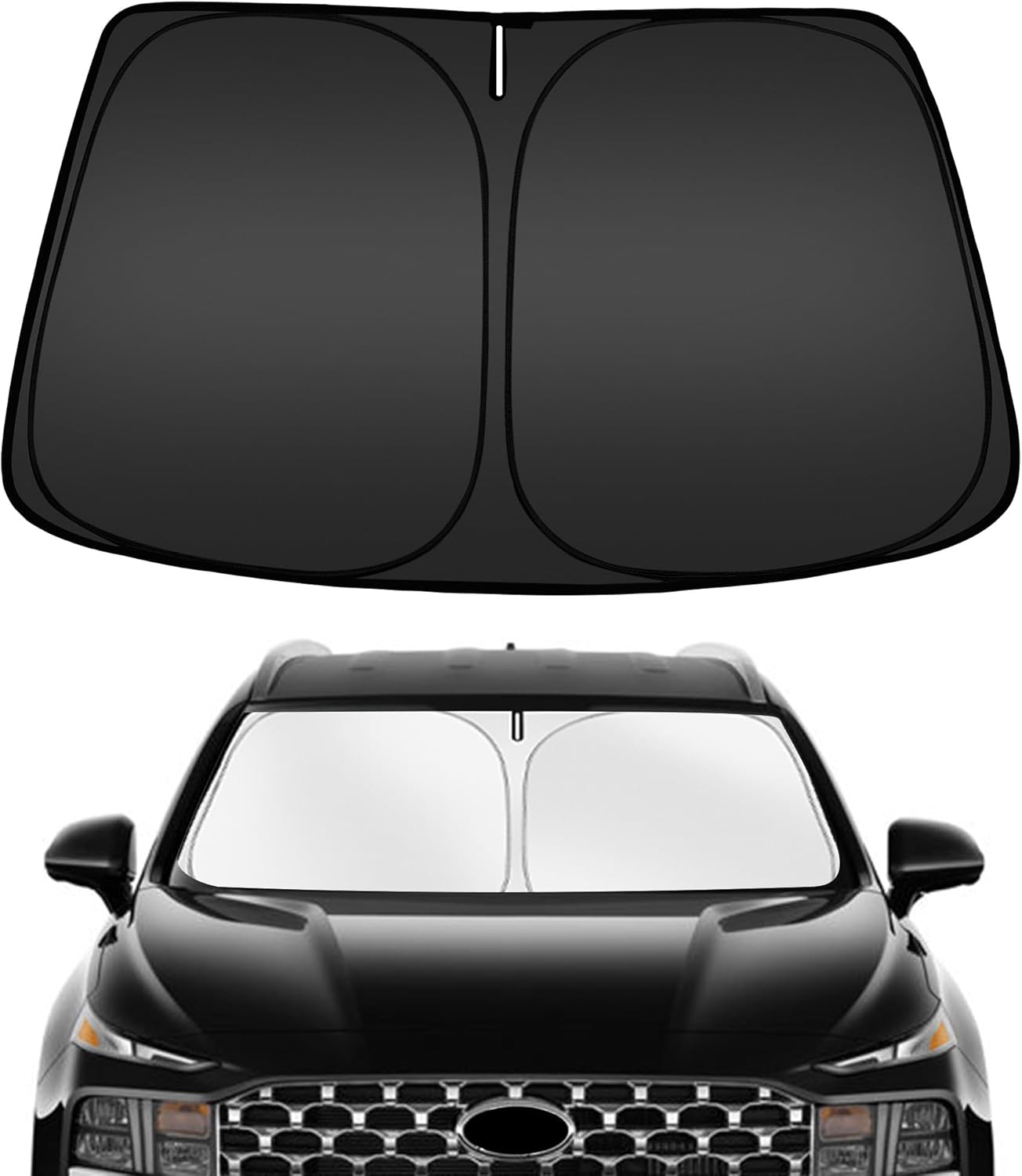 ARISMOTOR Windshield Sun Shade for H-yundai Santa Fe 2019-2025 2026, Custom Fit Foldable Front Window Sunshade Sun Visor Protector, Block UV Rays Keep Your Car Cooler