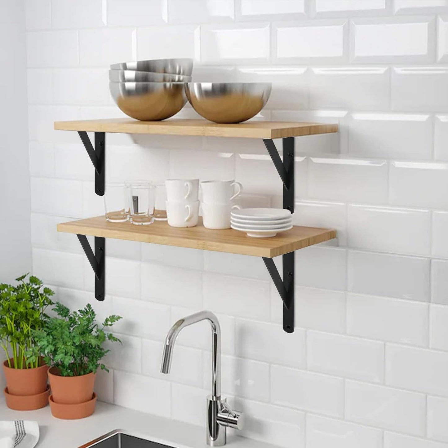 12 Pack L12 x H 8" Black Heavy Duty Shelf Brackets with Screws Metal Shelf Brackets Shelf Support Angle Brackets for Shelves L Brackets Heavy Duty Floating Shelf