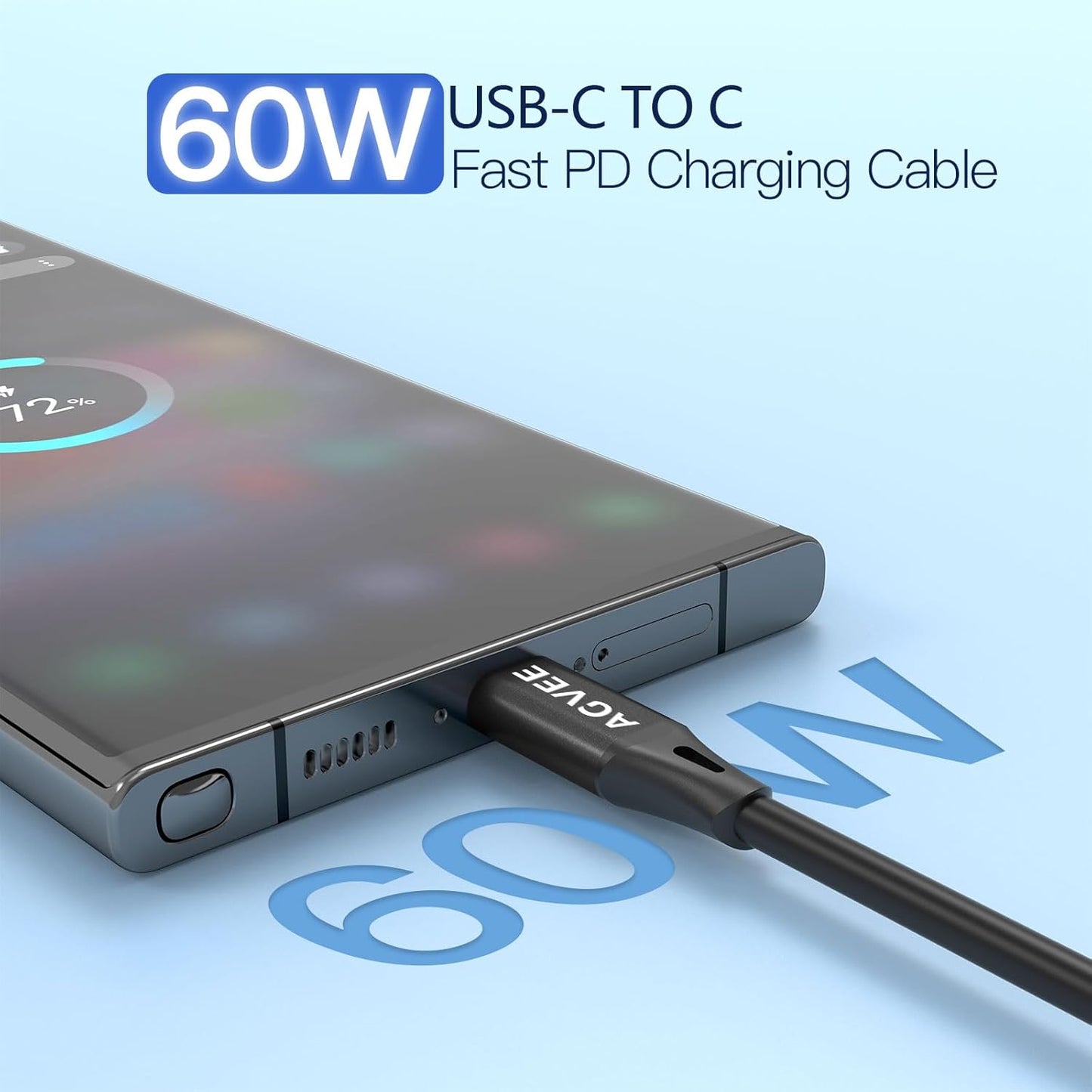 AGVEE 2 Pack 5ft Coiled Short USB-C to USB-C Charging Cable [USB-IF Certified] 60W PD Fast Charger Cord in Car for iPhone 16/15 CarPlay, Galaxy S25 S24 S23 S22 S21 S10 S9 S8, Google Pixel, Black