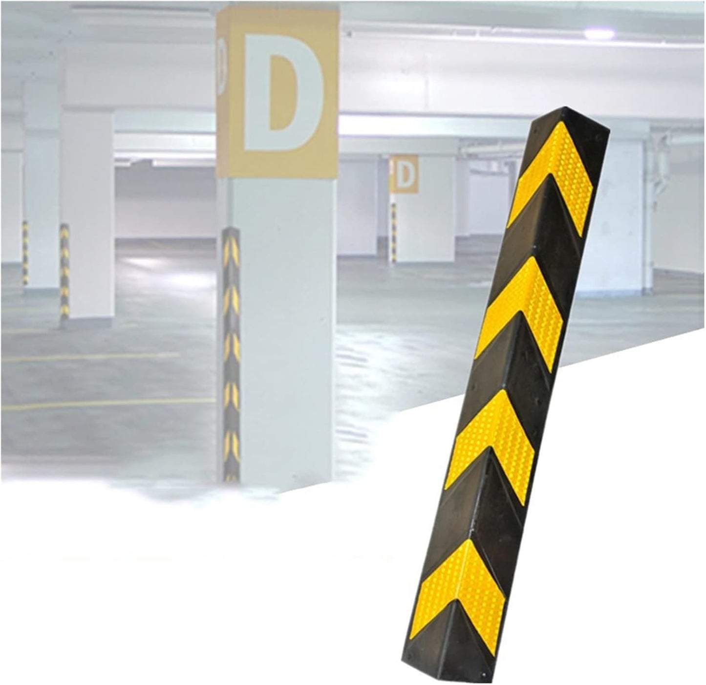 XPLKQXE Reflective Rubber Wall Corner Guard, Rubber Wall Protector Corner Protector, for Parking Protection Car Corner Guardrail Post (Color : Black+Yellow, Size : 4pcs)