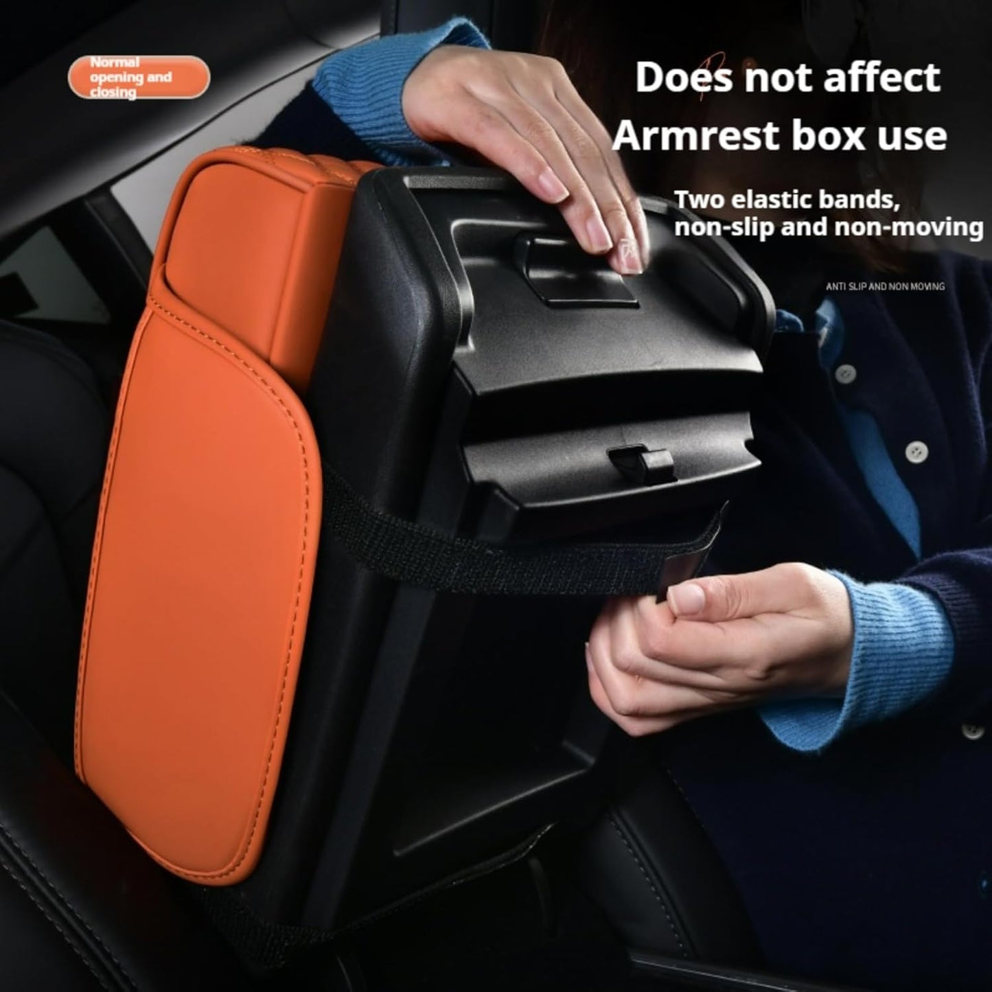 Center Console Cover Organizer, 5-In-1 Arm Rest Cover for Car with Cup Holder & Storage Pocket & Tissue Holder, Armrest Cover Cushion Pad, Water Ripples, Rose-Tinted