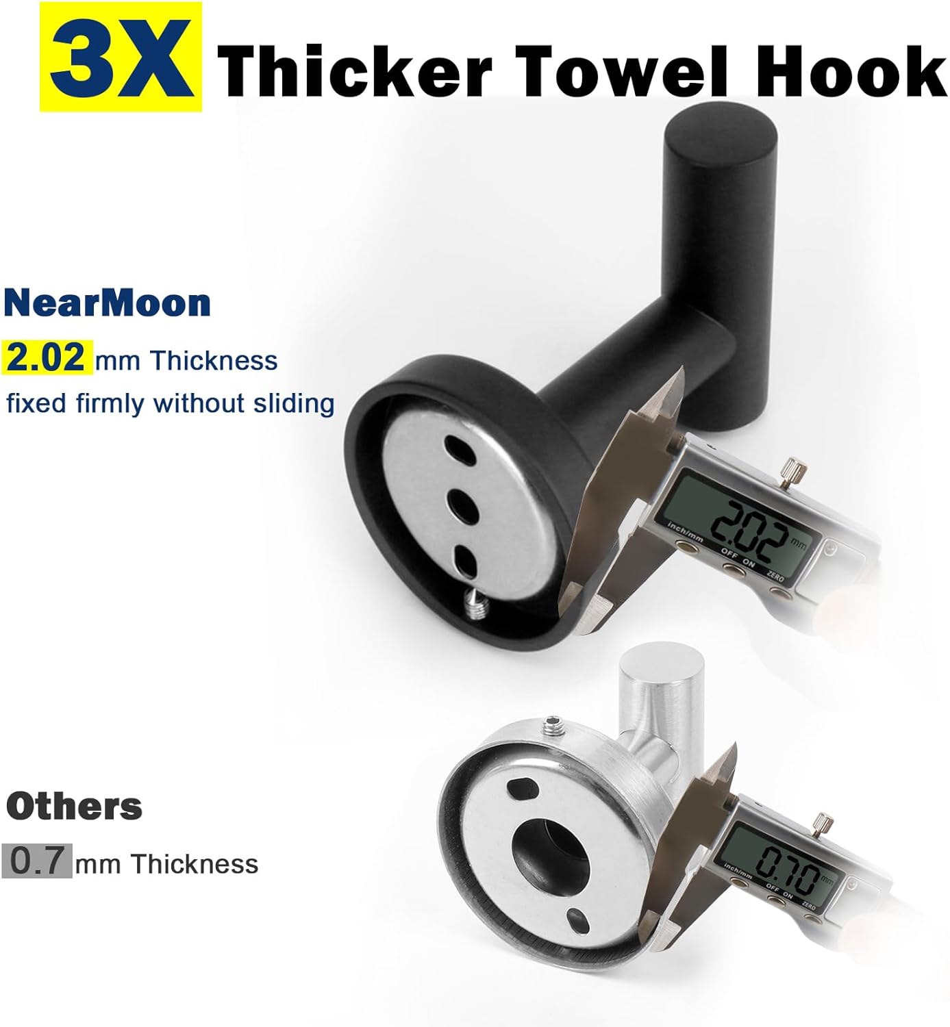 NearMoon Bath Towel Hooks- SUS 304 Stainless Steel Robe Hook Holder, Heavy Duty Coat Hook for Bathroom Livingroom Hotel Kitchen Garage, Wall Mounted (Matte Black, 4 Pack)