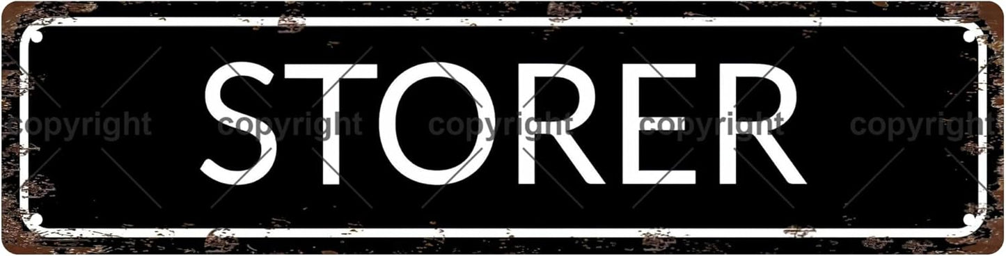 STORER Vintage Metal Tin Sign, Street Sign, Home Decor, Room Decor, Wall Decor, Bathroom Decor, Bar Decor, Cafe Decor, Garage Decor, 16 x 4 Inch