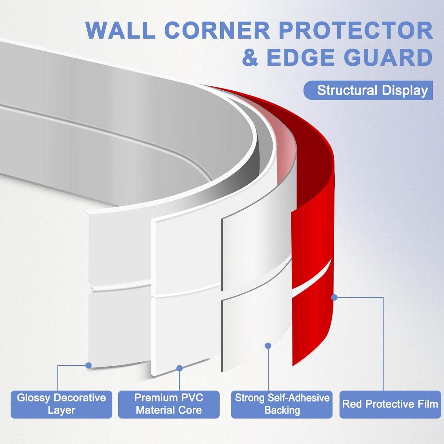 Wall Corner Protector Moulding Trim Peel and Stick Wall Corner Guards Trim Flexible Self Adhesive Edge Protector Moulding, 1.6 in x 10 Ft, Silver