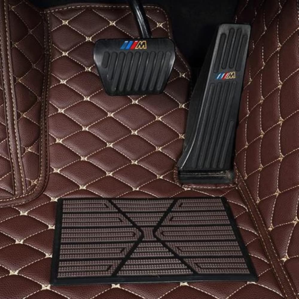 Custom All-Weather Protection Luxury Leather Floor Mats for Cars SUVs Trucks According Anti-Slip Leather Floor mats ﻿ (34,Gray and Black White)
