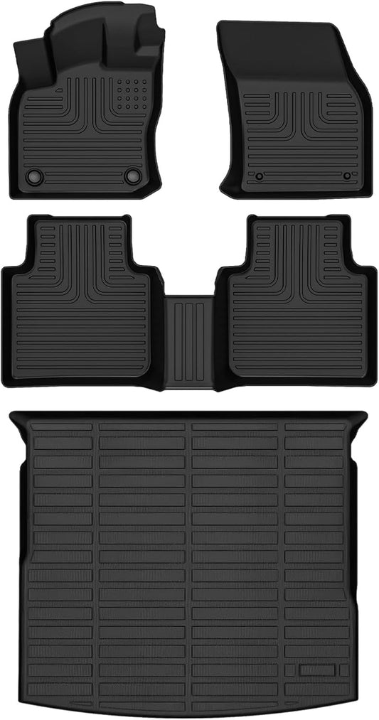 Wayhigh-All Weather Floor Mats and Cargo Liner for Audi Q5/SQ5 (Include Sportback) 2018-2024 TPE All Season Guard for Car Mats Waterproof Anti-Slip Odorless Q5 Floor Liners Trunk Liner Accessories