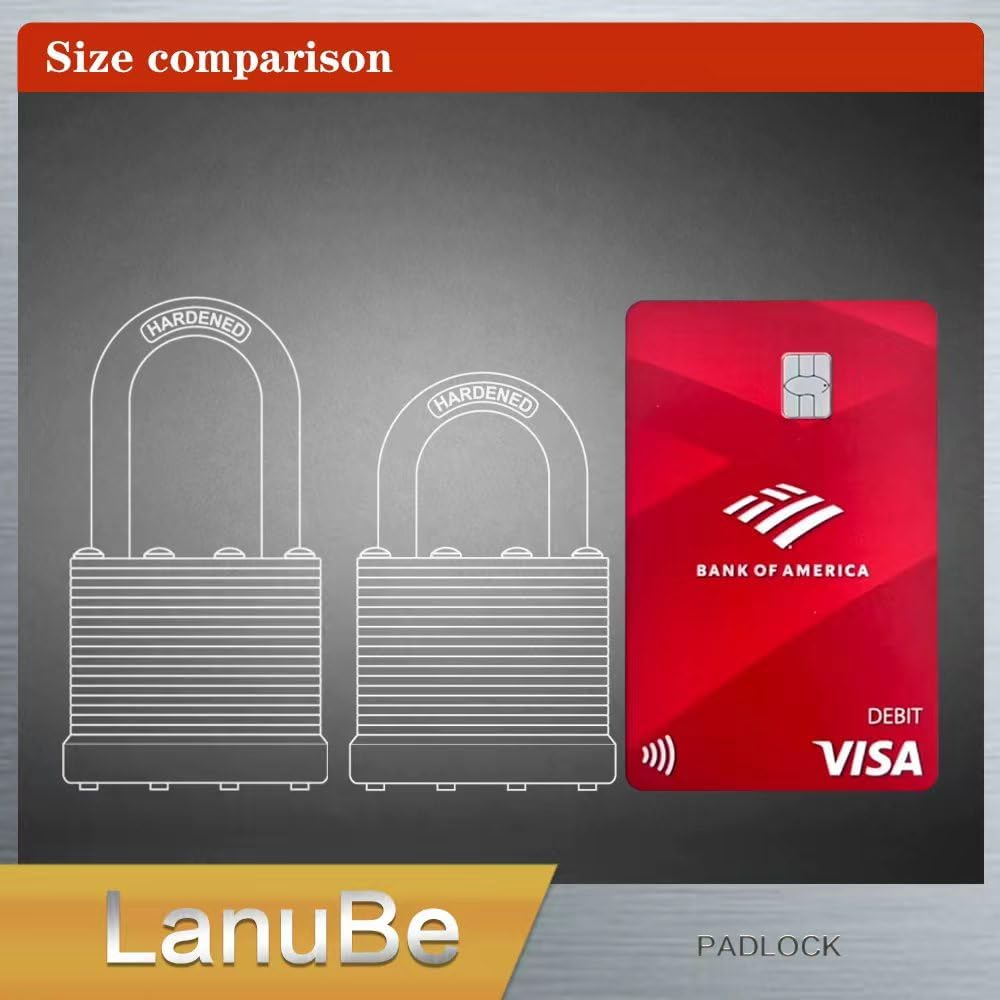 LanuBe Lock Laminated keyed Padlock (1-9/16", 40mm), keyed Alike Locks, Normal Shackle,Marked Blue Plastic Hoop, Pack of 60…