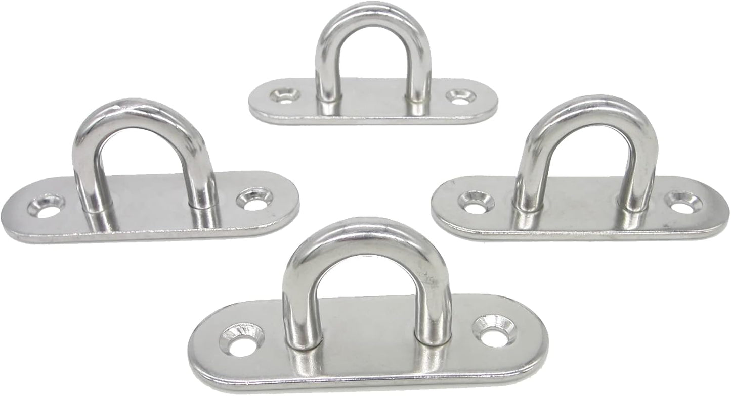 Stainless Steel Ceiling Hooks & Wall Hangers - Heavy Duty M8 Screw Mount, Rust-Proof Anchor Straps for Garage, Outdoor, Storage (4-Pack)