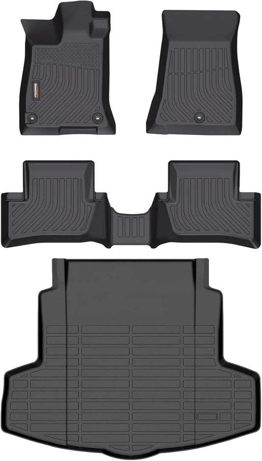 Binmotor-Floor Mats & Cargo Liner for TLX 2021-2025(for AWD & FWD), Front & 2nd Row & Rear Cargo Mat TPE All Weather Car Mats Custom Fit Floor Liners Waterproof Mat TLX Accessories