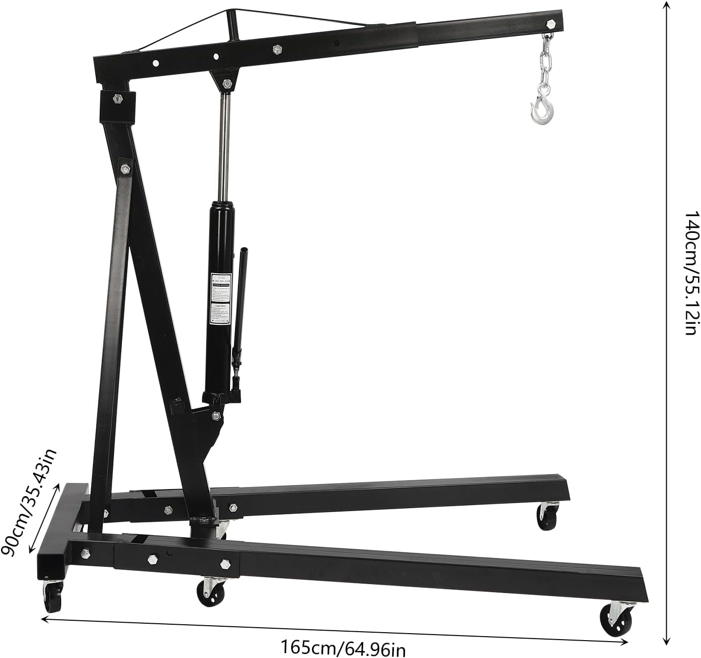 Engine Lift Crane 2 Ton (4000lbs) Engine Hoist Heavy Duty Garage Hydraulic Lift Foldable & Adjustable Height w/ 6 Universal Wheels for Car Fixing, Workshops, Ports, Warehouses, Garage