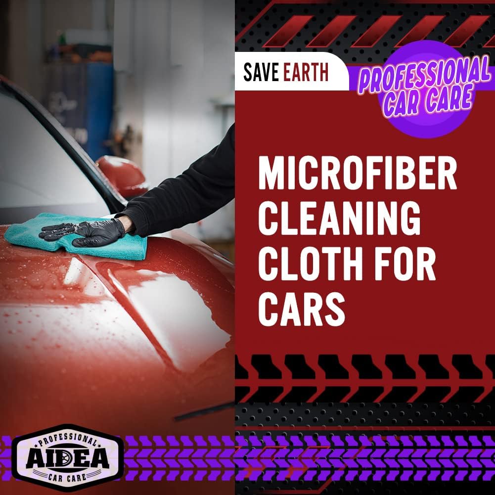 AIDEA Microfiber Car Cloths - 50 Pack Premium Absorbent Cleaning Towels for Cars, SUVs, House, Kitchen, Window, Gifts (12in x 12in)