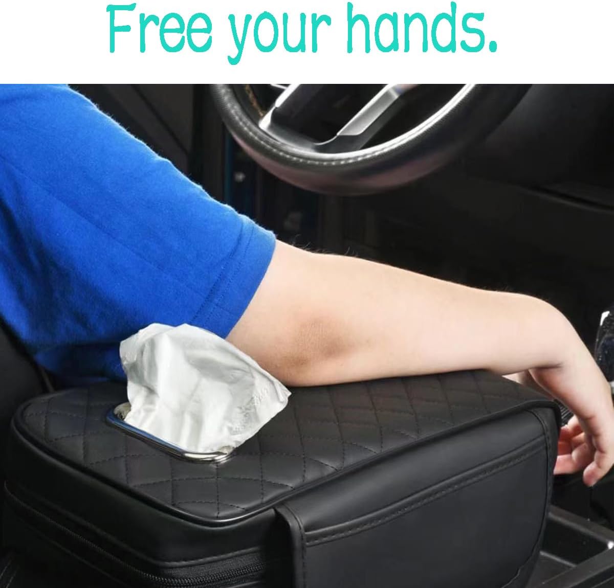 Car Armrest Cover Leather Car Console Covers Box Pad with Pocket and Tissue Box Arm Rest Cover for Car for SUV Truck Sedan Vehicle (Favor-Dark)