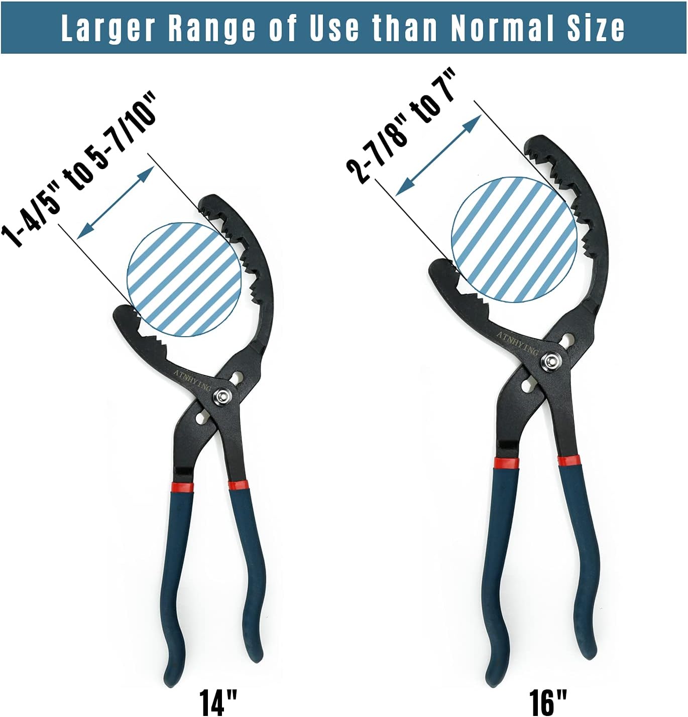 Large Oil Filter Pliers, 14" Adjustable Oil Filter Wrench, Universal Oil Filter Removal Tool No Slipping for Engine Filters, Conduit, Fittings (14 Inch)