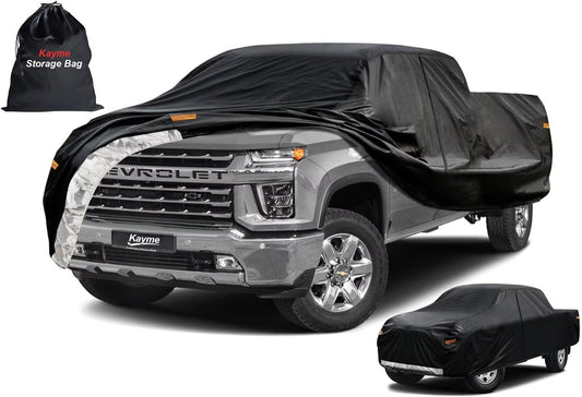 Kayme Truck Cover Custom Fit Chevrolet Silverado 3500HD(2001-2019) Regular Cab LB. Full Exterior Heavy Duty Outdoor Pickup Truck Car Cover Waterproof All Weather.Car Tarp for Sun Dust Protection.