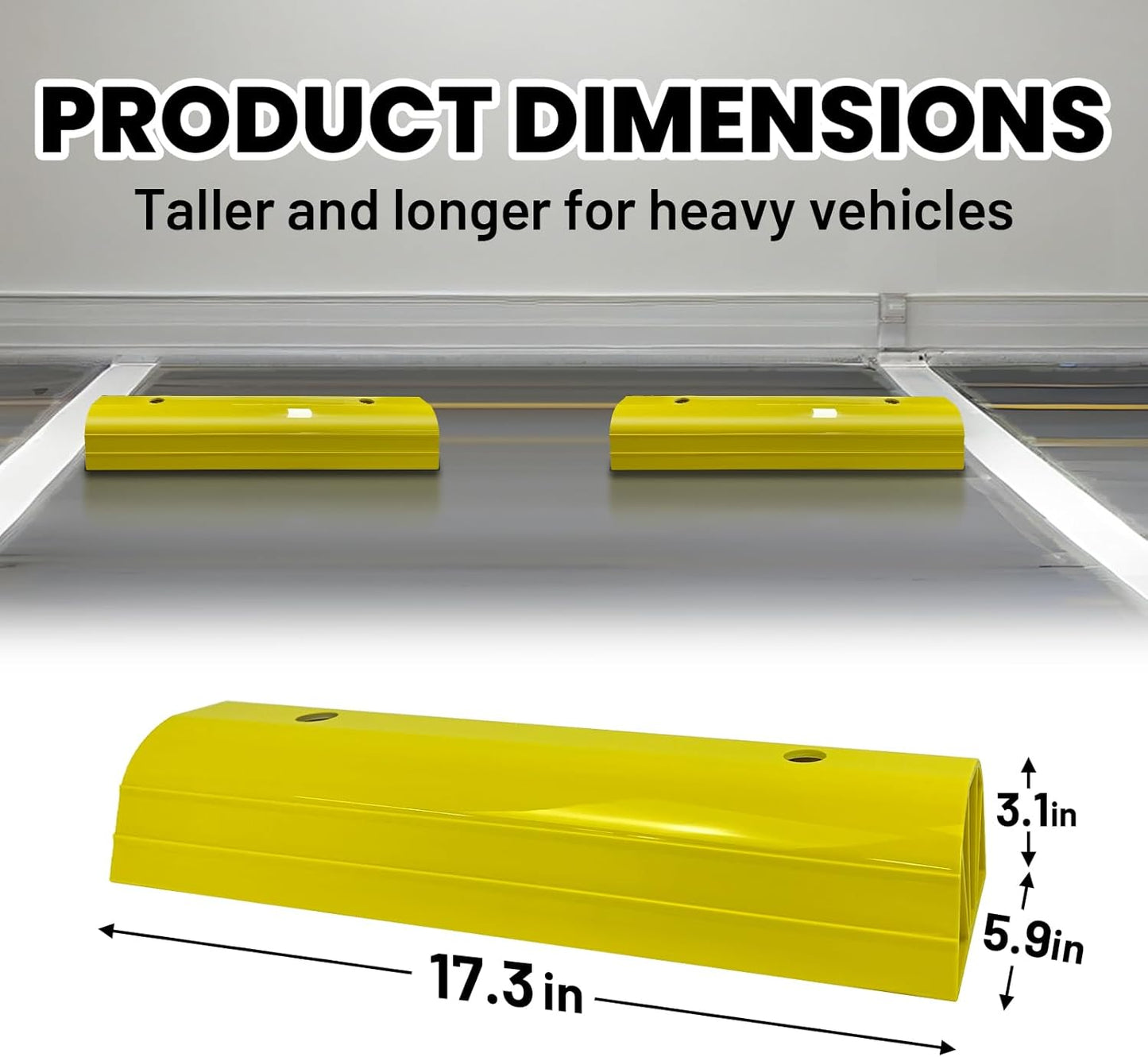 ROBLOCK Parking Stopper for Home Garage & Outside, Heavy Duty Garage Stoppers for Protecting Your Vehicle, Parking Aids for New Drivers, Wheel Stops for Cars, Vans, Trailer, 2 Packs, Yellow