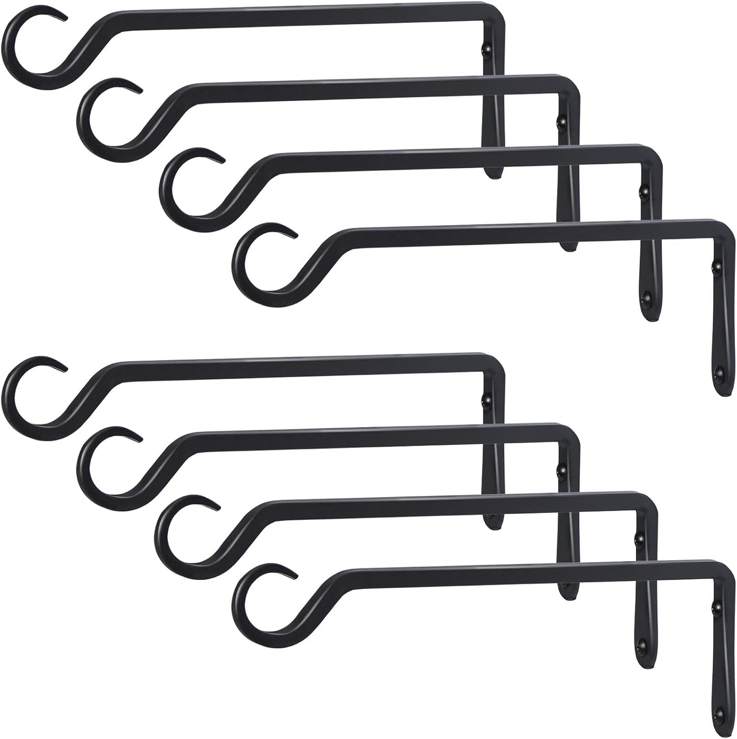 12" Plant Hangers 8-Pack - Heavy Duty Rust-Resistant Steel Hooks for Bird Feeders, Indoor/Outdoor Plants & Wall Decor, Black